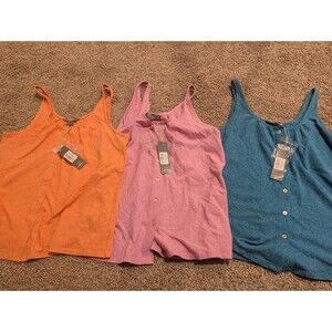 Lot Of 3 Ladies Size Small Natural Reflections Coastline Button-Down Tank NWT